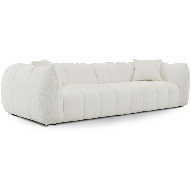 LEHNA XL - Canapé 4 places en tissu effet peau de mouton écru