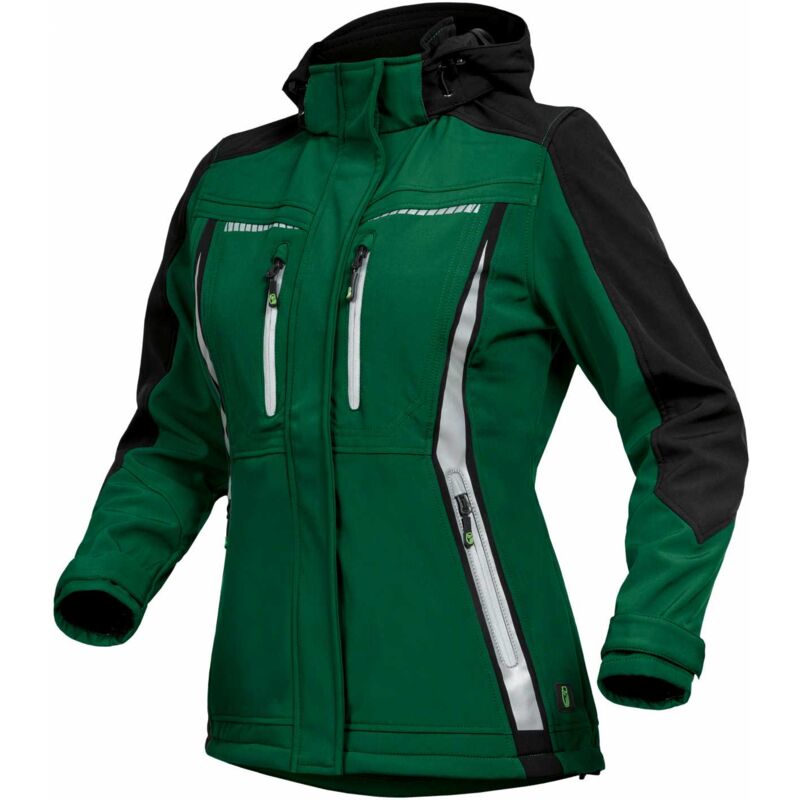 Leibwächter - Damen Sommer-Softshell Jacke FLXDS Gr. 42 grün/schwarz - grün/schwarz