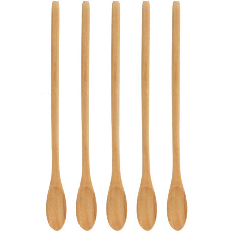 leichte Holzlöffel mit langen Griffen und komfortablem Griff zum Umrühren von Kaffee, Tee und Zucker