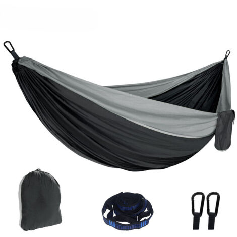 Leichte Outdoor-Hängematte - Mit Aufhängeseilen und Stahlkarabinern - Maximale Belastung: 100 kg