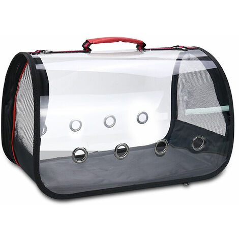Leichte Vogeltragetasche, transparente, atmungsaktive PVC-Vogelreisekäfig-Papageienhandtasche,
