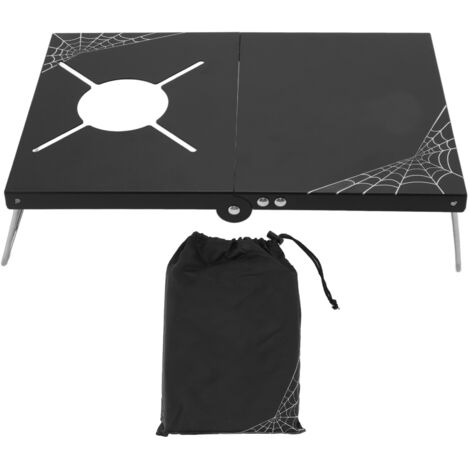 Leichter, klappbarer Campingtisch, schwarz eloxiert, Mini-Picknicktisch mit Kochplatte