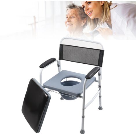 Leichter, tragbarer Toilettensitz mit Tablett und Rahmen aus medizinischem Aluminium – 70 x 58 cm Modell in 5 Positionen