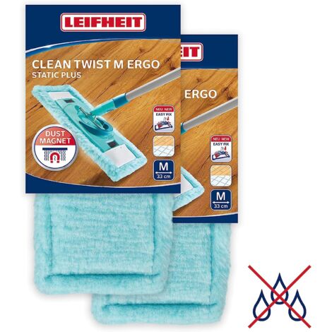 Leifheit 2er Set Wischbezug Clean Twist M Ergo static plus, für alle Bodenarten