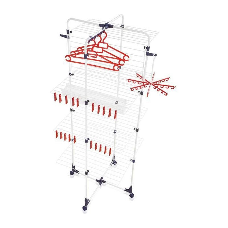 81464 Sechoir Tour demie-ouverture 45 metres avec accessoires tower 450 Deluxe blanc + bleu - Leifheit