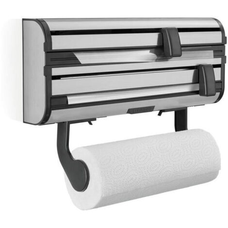 Leifheit Accesorios - Portarrollos de cocina de pared, con cortador, negro/plata 25793