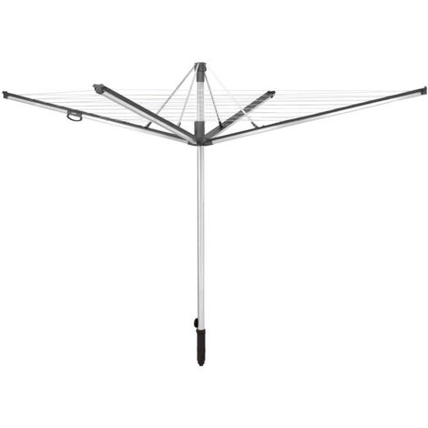 Leifheit – Séchoir parapluie Linomatic 600 Plus – 60m de fils – Réglable en hauteur 1,09 à 1,75m – Système de retrait automatique des fils