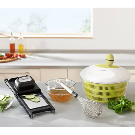 LEIFHEIT Trend centrifugadora de ensalada 4 L blanco verde de plástico tapa con bloqueo cesta perforada
