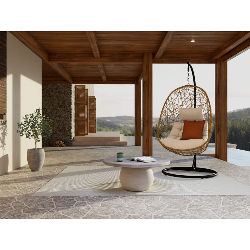 Bestmobilier - Leila - fauteuil suspendu 1 place - effet rotin naturel - beige