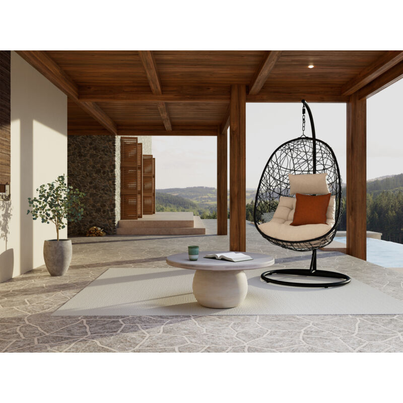Bestmobilier - Leila - fauteuil suspendu 1 place - effet rotin noir - noir