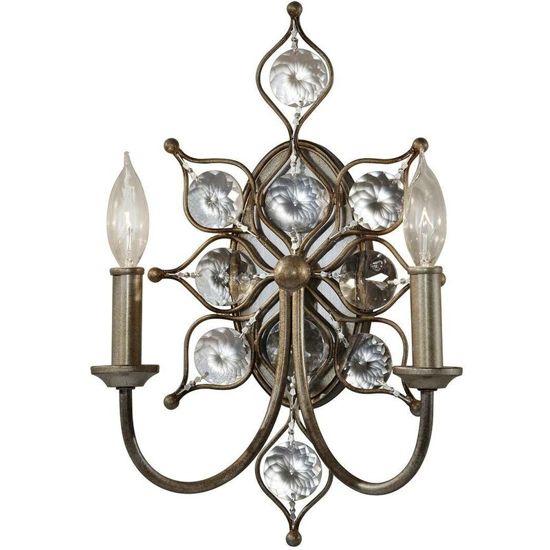Elstead Lighting - Elstead Leila - 2 Light Indoor Candle Wall Light Burnished Silver, E14