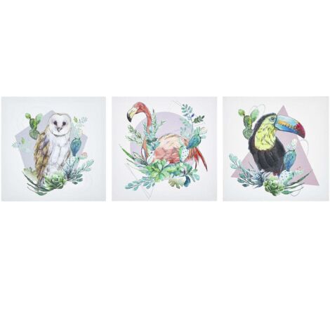 Leinwand 3er Set MENAKA Tiermotiv 30 x 30 cm Bunt
