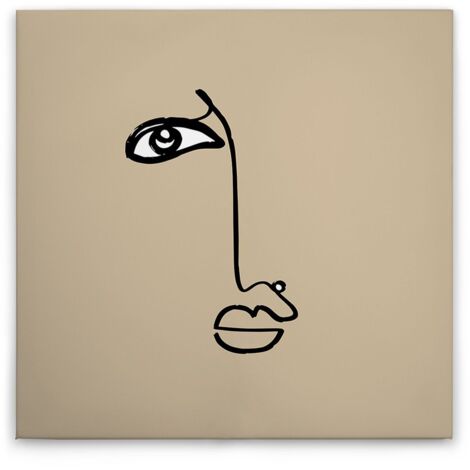 Leinwandbild Abstrakt Oneliner M1-No.51390 - Kunstdruck auf Leinwand in Braun Schwarz - Wandbild 30 x 30 cm