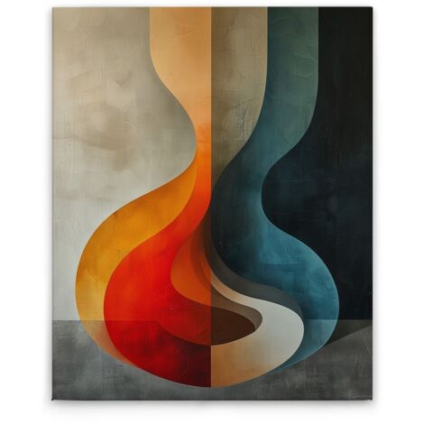 Leinwandbild Abstrakte Formen Bunt M1-No.52120 - Kunstdruck auf Leinwand in Bunt Grau - Wandbild 40 x 50 cm