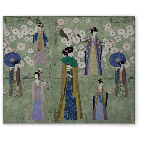 Leinwandbild Asiatisch M1-No.50894 - Kunstdruck auf Leinwand in Grün Blau - Wandbild 50 x 40 cm