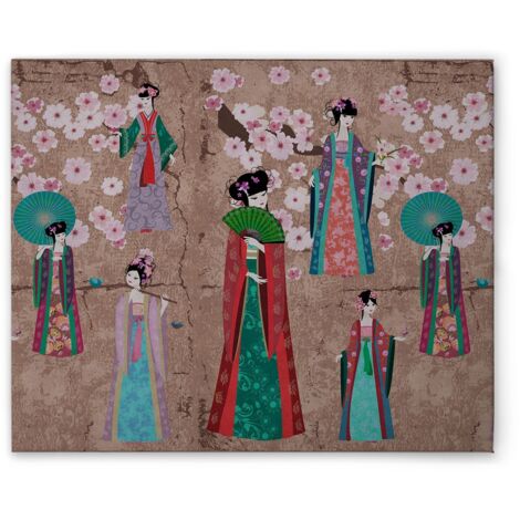 Leinwandbild Asiatisch M1-No.50895 - Kunstdruck auf Leinwand in Braun Rot - Wandbild 50 x 40 cm