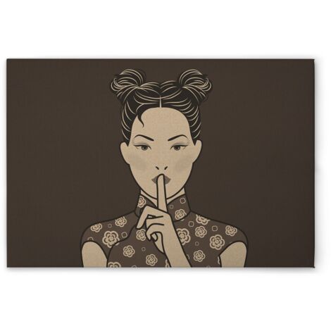 Leinwandbild Asiatisch M1-No.50986 - Kunstdruck auf Leinwand in Braun Grau - Wandbild 45 x 30 cm