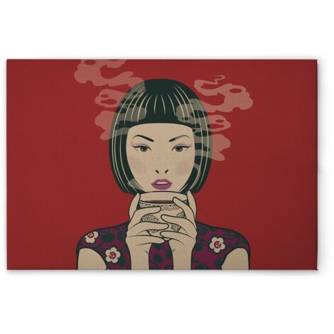 Leinwandbild Asiatisch M1-No.50996 - Kunstdruck auf Leinwand in Rot Beige - Wandbild 45 x 30 cm