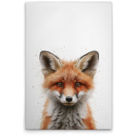 Leinwandbild Baby Fuchs Kinderzimmer M1-No.51881 - Kunstdruck auf Leinwand in Weiß Braun - Wandbild 30 x 45 cm