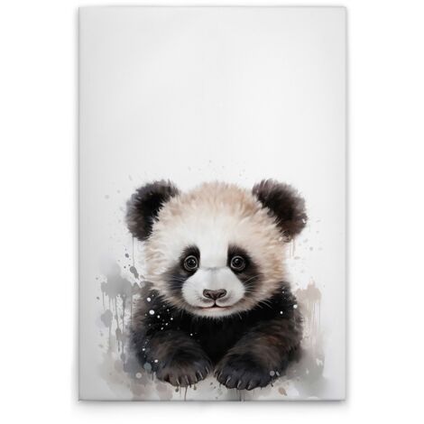 Leinwandbild Baby Panda Kinderzimmer M1-No.51903 - Kunstdruck auf Leinwand in Weiß Schwarz - Wandbild 80 x 120 cm