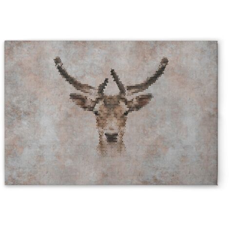 Leinwandbild Big Three Rentier M1-No.50976 - Kunstdruck auf Leinwand in Grau Beige - Wandbild 45 x 30 cm