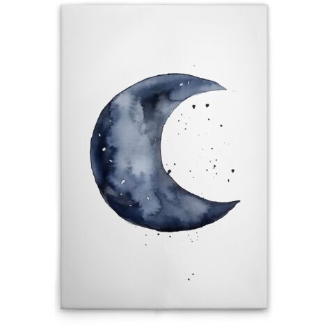Leinwandbild Blaue Mondsichel M1-No.52214 - Kunstdruck auf Leinwand in Weiß Blau - Wandbild 30 x 45 cm