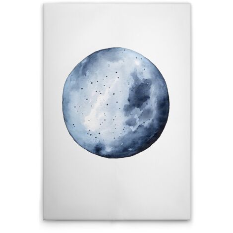 Leinwandbild Blauer Mond M1-No.52204 - Kunstdruck auf Leinwand in Weiß Blau - Wandbild 30 x 45 cm