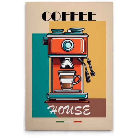 Leinwandbild Blechschild Retro Look Kaffee M1-No.51753 - Kunstdruck auf Leinwand in Bunt Beige - Wandbild 30 x 45 cm