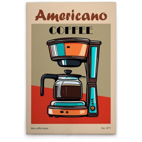 Leinwandbild Blechschild Retro Look Kaffee M1-No.51760 - Kunstdruck auf Leinwand in Bunt Beige - Wandbild 50 x 75 cm