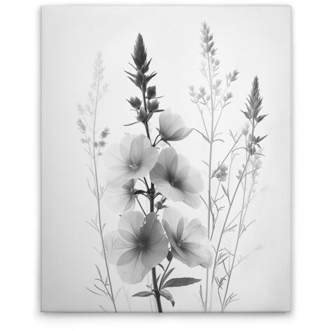 Leinwandbild Blumen Vintage SW M1-No.51793 - Kunstdruck auf Leinwand in Schwarz Grau - Wandbild 40 x 50 cm