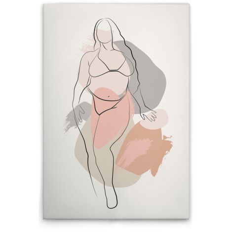 Leinwandbild Bodyline Positivity M1-No.51668 - Kunstdruck auf Leinwand in Weiß Schwarz - Wandbild 30 x 45 cm