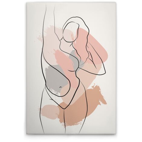 Leinwandbild Bodyline Positivity M1-No.51673 - Kunstdruck auf Leinwand in Weiß Schwarz - Wandbild 30 x 45 cm