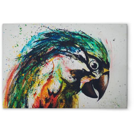Leinwandbild Bunter Papagei M1-No.51216 - Kunstdruck auf Leinwand in Bunt Creme - Wandbild 45 x 30 cm