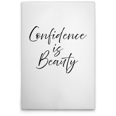 Leinwandbild "Confidence is Beauty" Weiß Schwarz M1-No.51946 - Kunstdruck auf Leinwand in Weiß Schwarz - Wandbild 80 x 120 cm