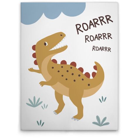 Leinwandbild Dinosaurier M1-No.50629 - Kunstdruck auf Leinwand in Beige Blau - Wandbild 30 x 40 cm