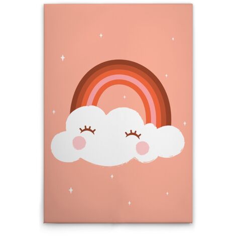 Leinwandbild Einhorn Rosa Wolke M1-No.51499 - Kunstdruck auf Leinwand in Rosa Weiß - Wandbild 40 x 60 cm