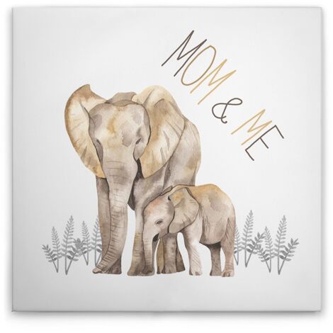 Leinwandbild Elefanten M1-No.50604 - Kunstdruck auf Leinwand in Beige Grau - Wandbild 30 x 30 cm
