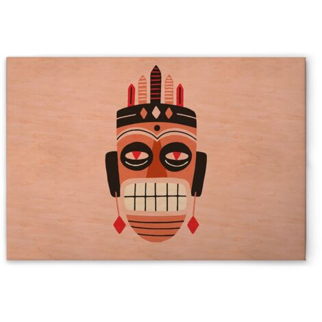 Leinwandbild Ethno Stil M1-No.51300 - Kunstdruck auf Leinwand in Orange Rosa - Wandbild 120 x 80 cm
