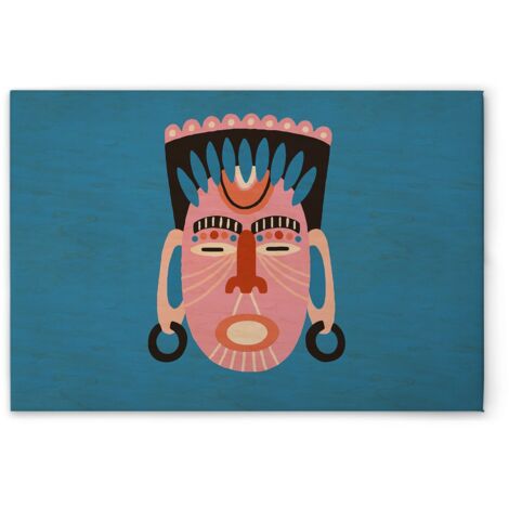 Leinwandbild Ethno Stil M1-No.51306 - Kunstdruck auf Leinwand in Blau Rosa - Wandbild 45 x 30 cm