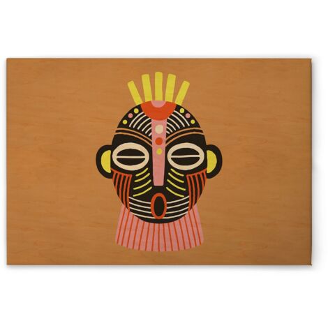 Leinwandbild Ethno Stil M1-No.51311 - Kunstdruck auf Leinwand in Orange Gelb - Wandbild 45 x 30 cm
