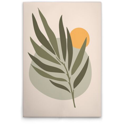 Leinwandbild Farnblatt Modern M1-No.51448 - Kunstdruck auf Leinwand in Beige Grün - Wandbild 30 x 45 cm