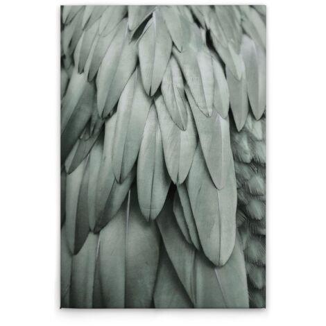 Leinwandbild Federn Modern M1-No.50655 - Kunstdruck auf Leinwand in Blau Grau - Wandbild 40 x 60 cm