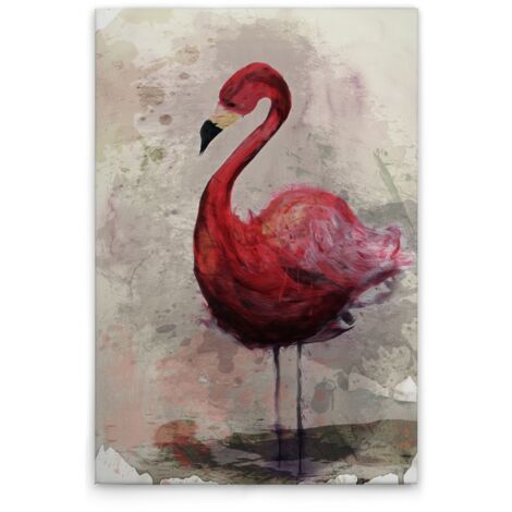 Leinwandbild Flamingo Aquarell M1-No.50789 - Kunstdruck auf Leinwand in Creme Beige - Wandbild 30 x 45 cm