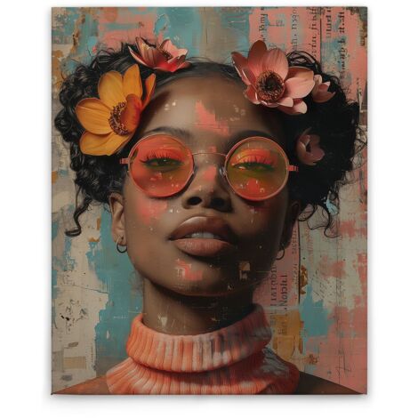 Leinwandbild Flowergirl M1-No.52266 - Kunstdruck auf Leinwand in Bunt Beige - Wandbild 40 x 50 cm