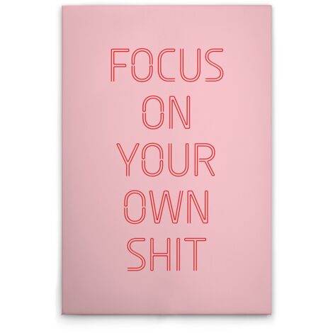 Leinwandbild "Focus on your own shit" M1-No.51952 - Kunstdruck auf Leinwand in Rosa Rot - Wandbild 30 x 45 cm