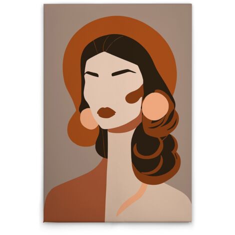 Leinwandbild Frau Abstrakt M1-No.51703 - Kunstdruck auf Leinwand in Braun Grau - Wandbild 30 x 45 cm