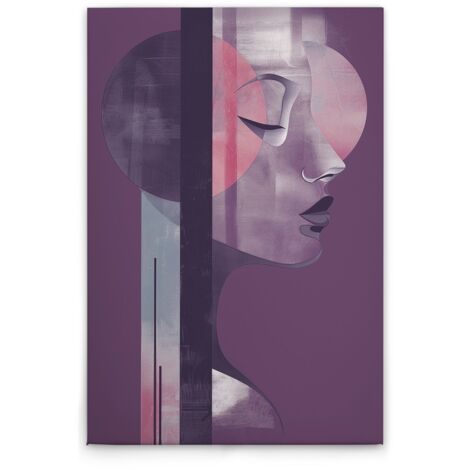 Leinwandbild Frau mit Formen M1-No.52078 - Kunstdruck auf Leinwand in Violett Blau - Wandbild 80 x 120 cm
