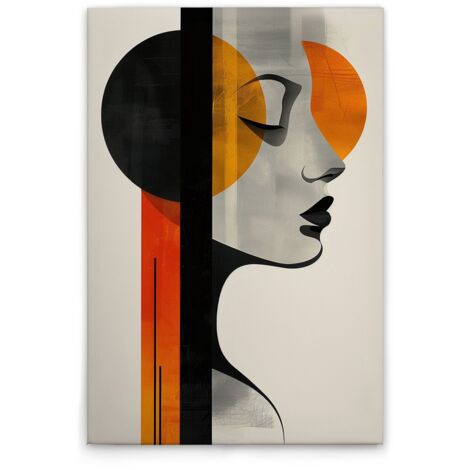 Leinwandbild Frau mit Formen M1-No.52081 - Kunstdruck auf Leinwand in Creme Schwarz - Wandbild 50 x 75 cm