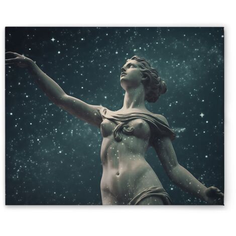 Leinwandbild Frauen Statue M1-No.52136 - Kunstdruck auf Leinwand in Blau Grau - Wandbild 50 x 40 cm