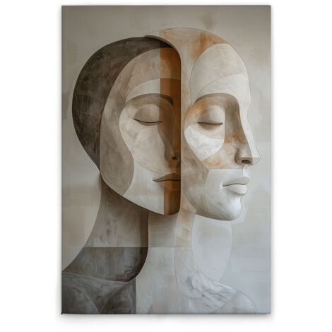 Leinwandbild Gesichter Formen Modern M1-No.52034 - Kunstdruck auf Leinwand in Beige Grau - Wandbild 30 x 45 cm